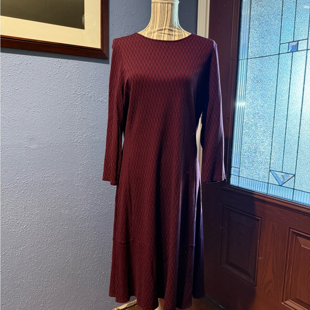 Chic Long Sleeve knit Burgundy Dress